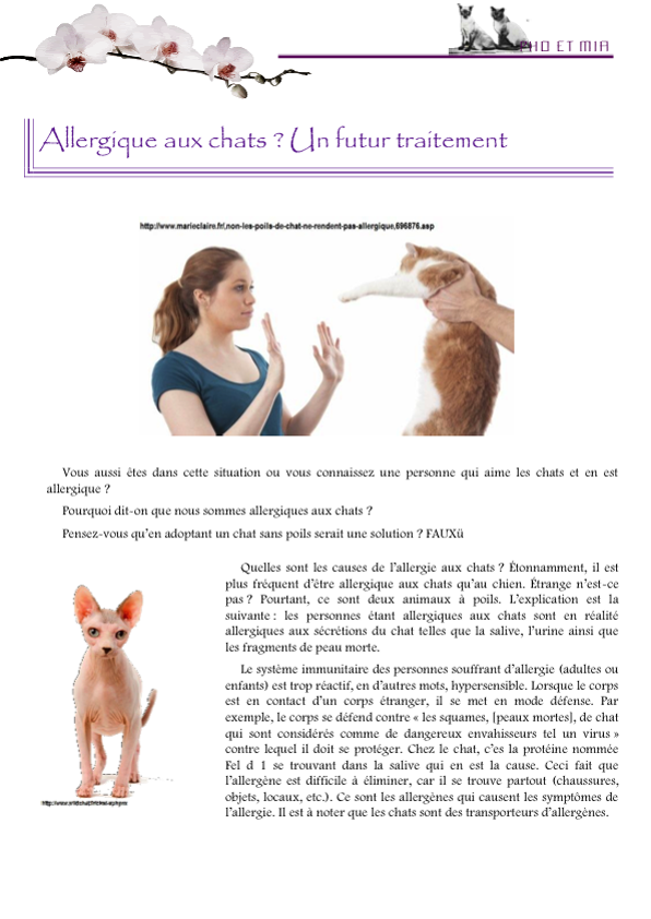 Allergique aux chats (gliss(e)s)